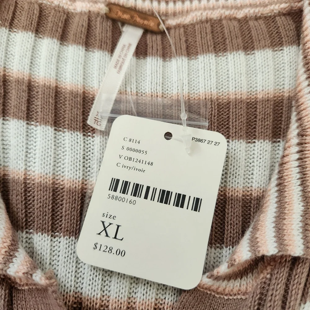 Free People Vista Cardi Collared Button Front Ribbed Duster Cardigan Women's XL‎ - Picture 6 of 10